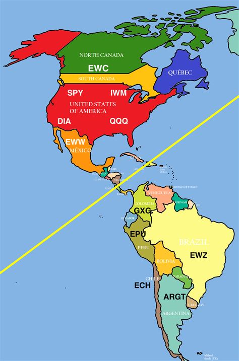 Map of North and South America